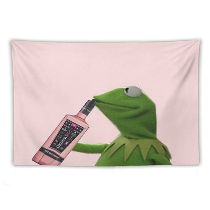 Kermit Sipping Pink Whitney Tapestry