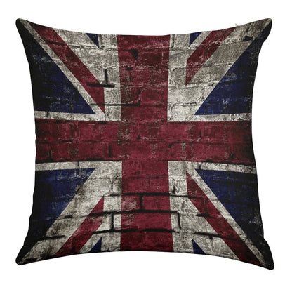 Grunge UK Flag, Great Britain, Punk Style Distressed Wall Linen Throw Pillow Cover