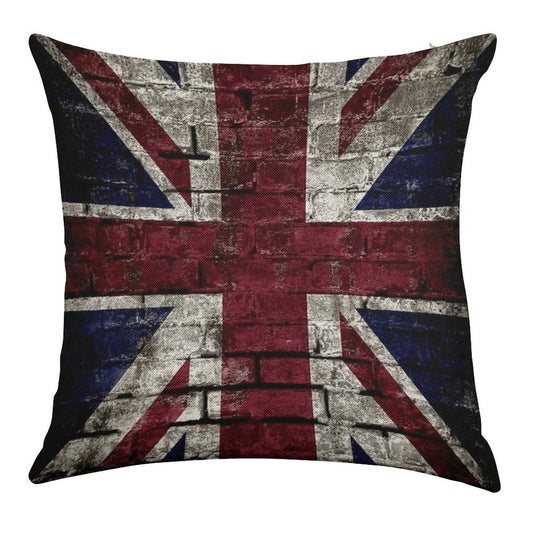 Grunge UK Flag, Great Britain, Punk Style Distressed Wall Linen Throw Pillow Cover