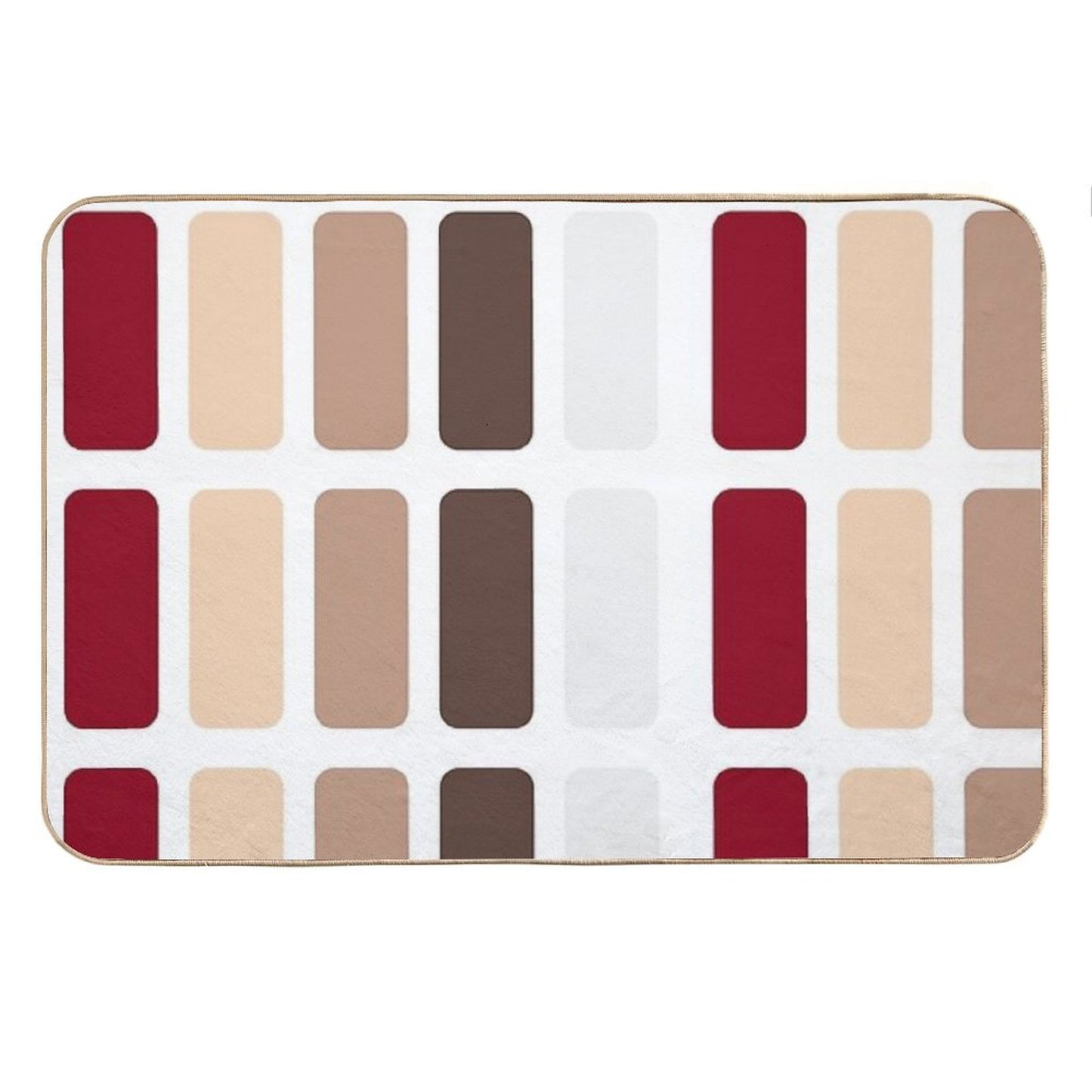 Red And Brown Rectangles Color Block Chic Bath Mat