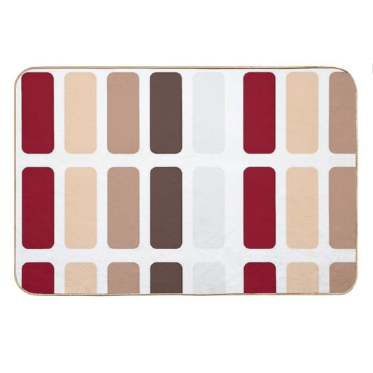 Red And Brown Rectangles Color Block Chic Bath Mat