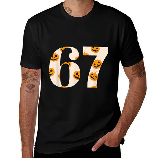 67 Halloween Fall Pumpkin Pattern 6 7 Meme Trendy Funny  Lightweight T-Shirt
