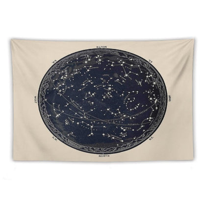 Antique Map of The Night Sky, 19th Century Astronomy Tapestry