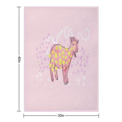 Goat Rolled on Flower Garden Throw Blanket