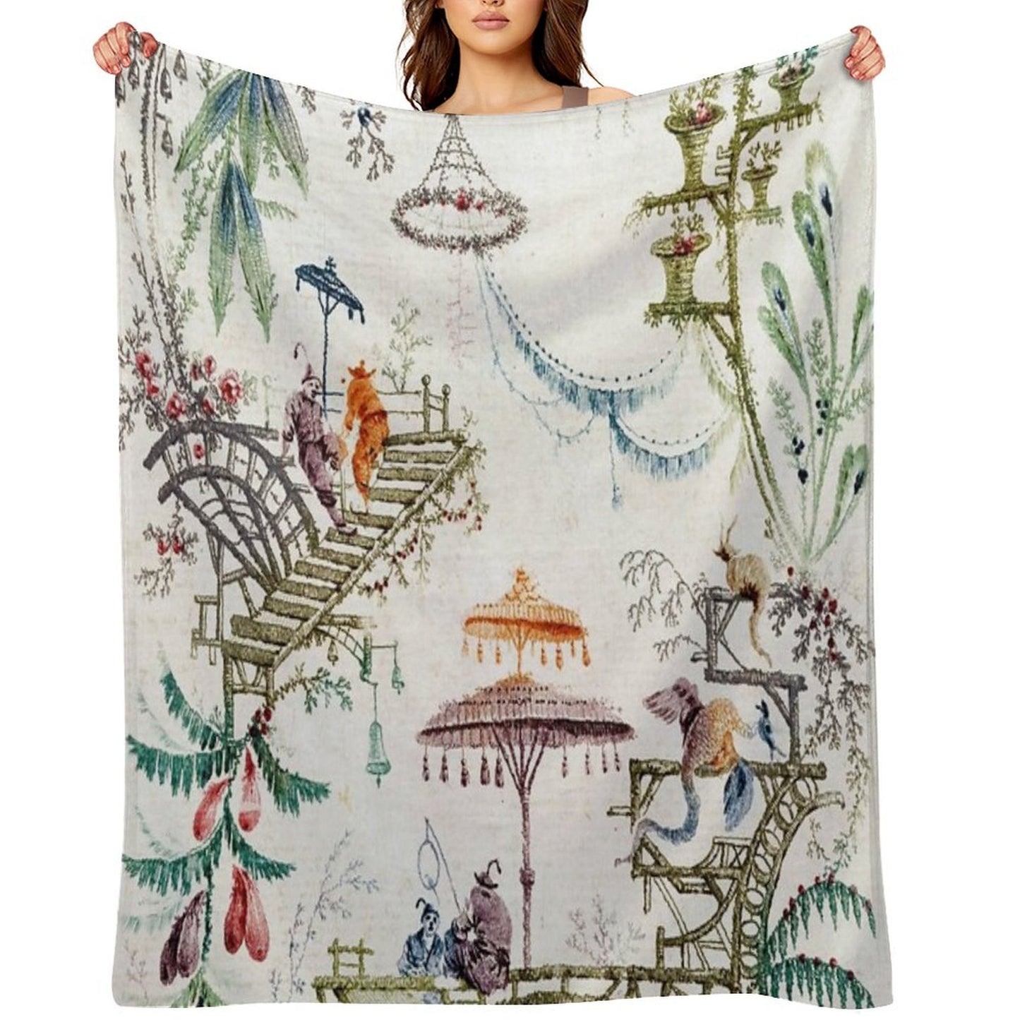 Enchanted Forest Chinoiserie Throw Blanket