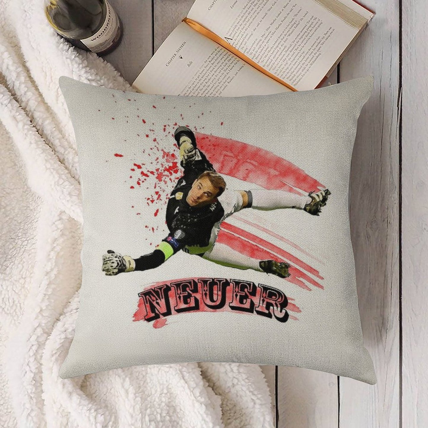 Manuel Neuer Linen Throw Pillow Cover