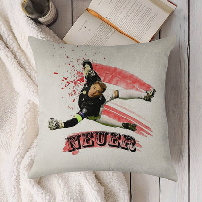 Manuel Neuer Linen Throw Pillow Cover