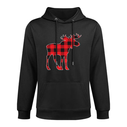 Moose Elk Plaid Buffalo Check Pajama Lumberjack Christmas All-Day Comfort Hoodie