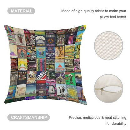 Glastonbury Festival Linen Throw Pillow Cover