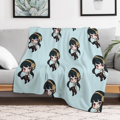 Yor Spy X Family Anime Character Chibi Style Throw Blanket