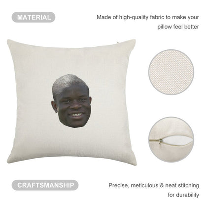 N'golo Kante Head Linen Throw Pillow Cover