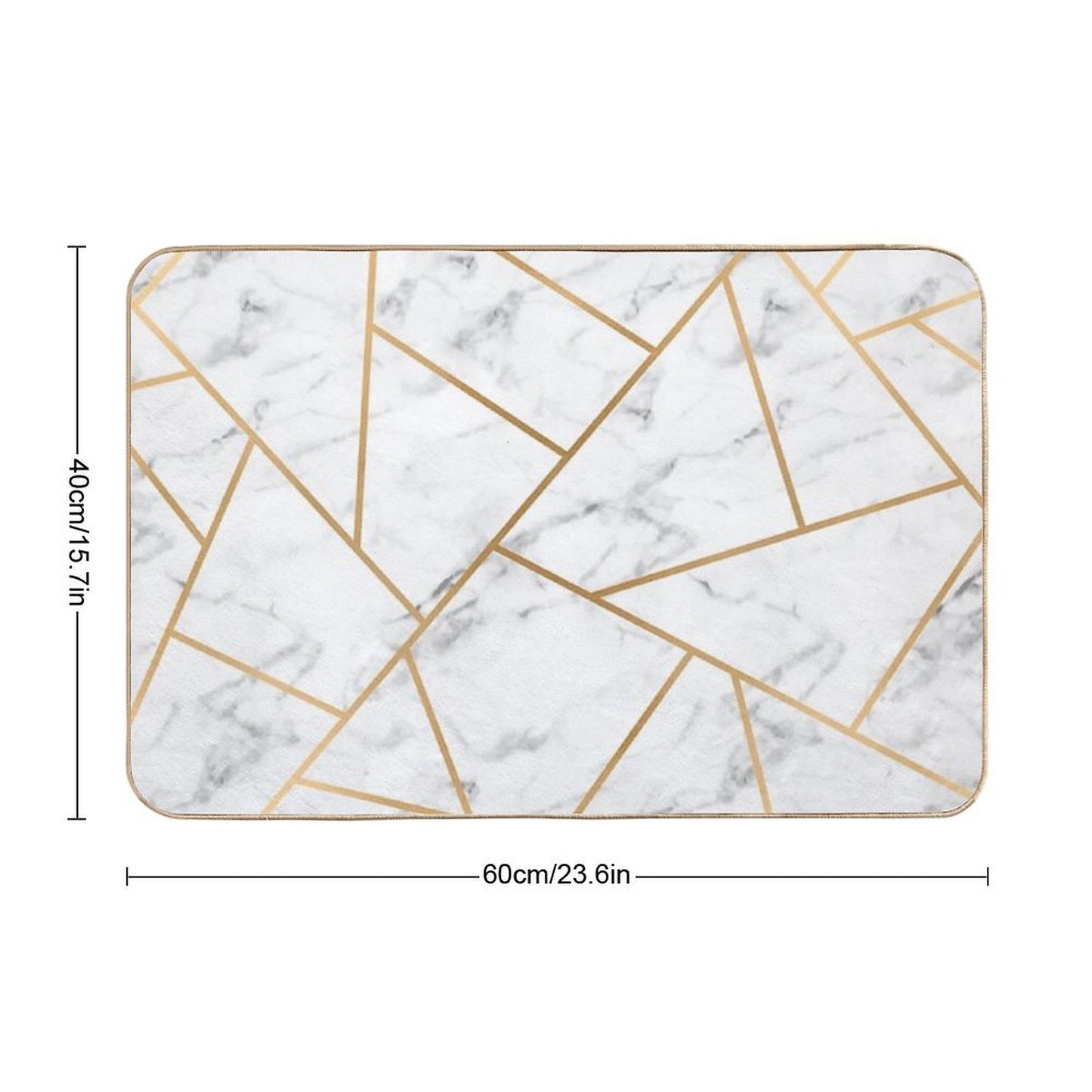 White Marble And Gold Geo Bath Mat