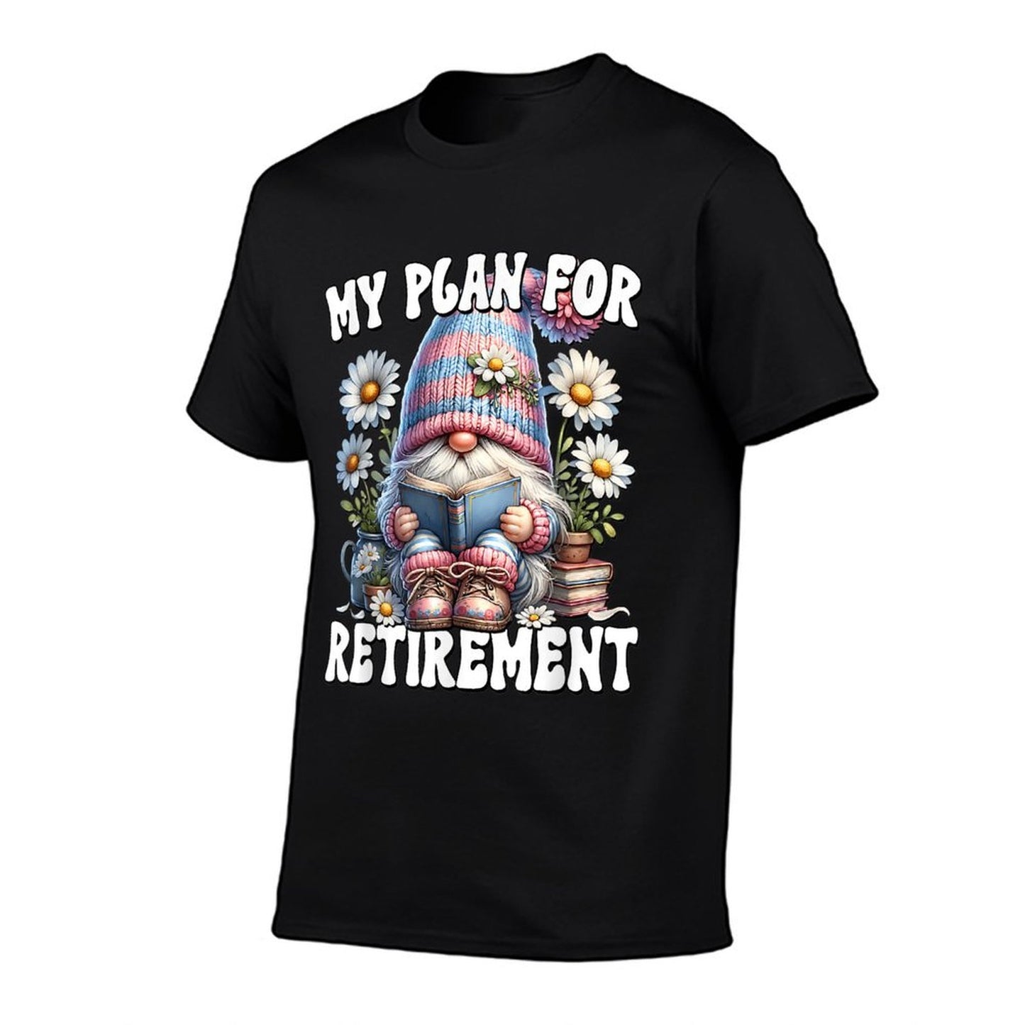 Retired Teacher Gnome Reading A Book Funny Retirement Plan T-Shirt