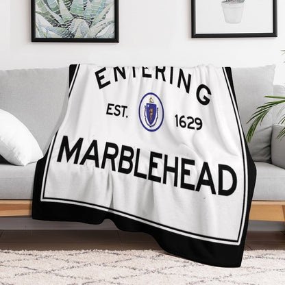 Entering Marblehead - Commonwealth of Massachusetts Road Sign Throw Blanket