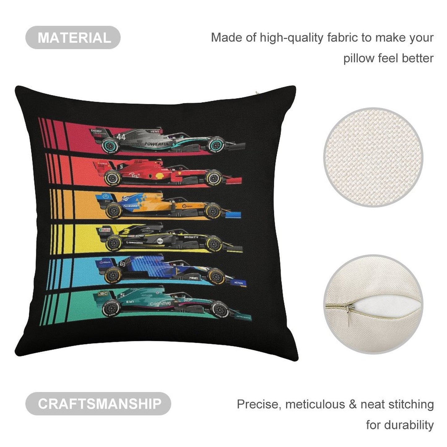 Formula Racing Cars 2023 Linen Throw Pillow Cover