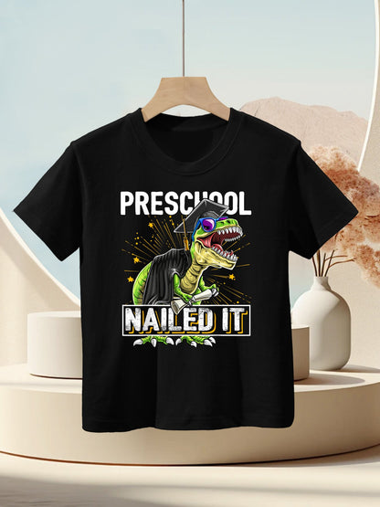 Preschool Nailed It T Rex Dinosaur Graduation Cap Gown Gift Kids T-Shirt