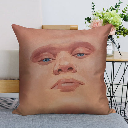 Smug Erling Haaland Face Linen Throw Pillow Cover