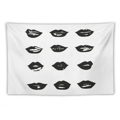 Kiss Kiss in Black And White Tapestry