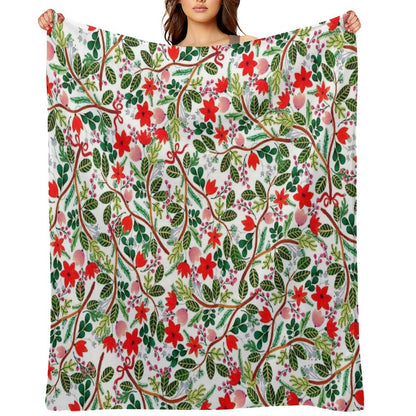 Christmas Floral Pattern Throw Blanket