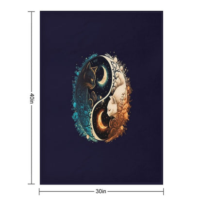 Cat Yin Yang Throw Blanket