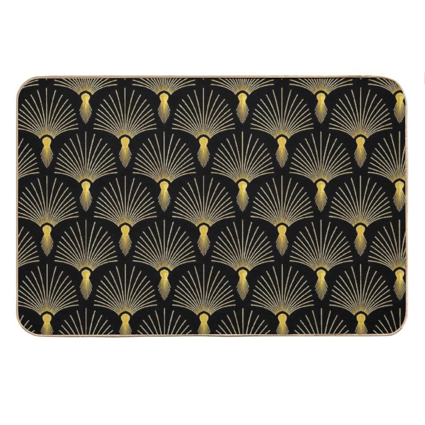 Vintage Hollywood Elegant Golden And Black Art Deco Bath Mat
