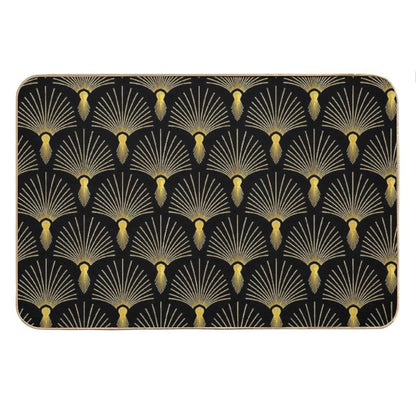 Vintage Hollywood Elegant Golden And Black Art Deco Bath Mat