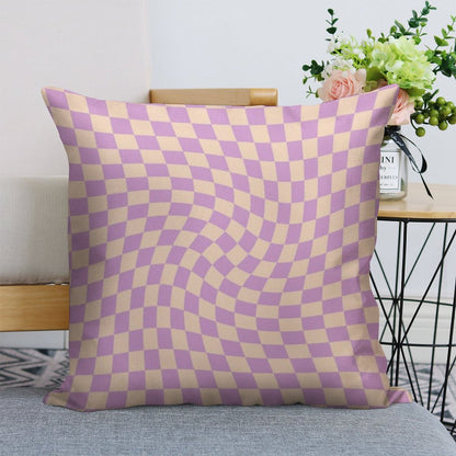 Check V - Lilac Twist Linen Throw Pillow Cover