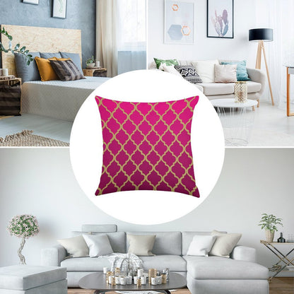 Moroccan Pattern - Pink & Gold Linen Throw Pillow Cover