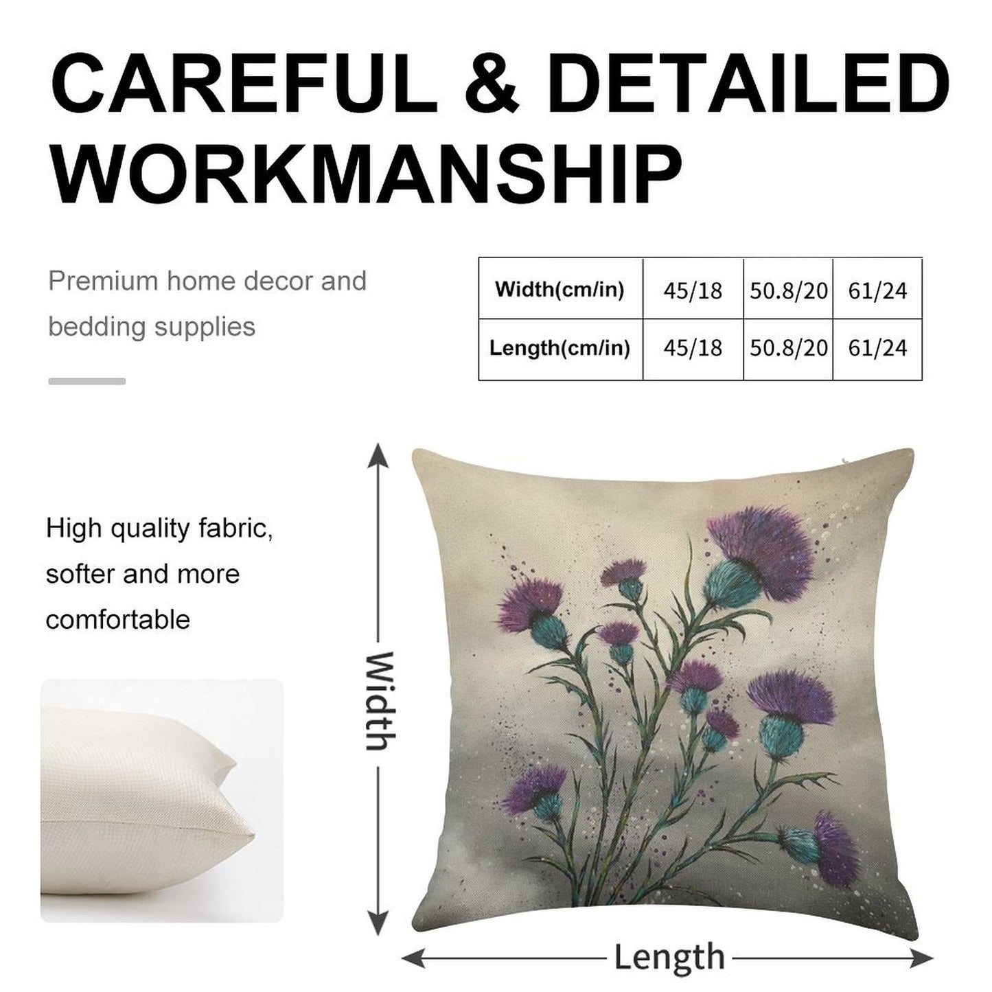 Scottish Traditional Purple Thistle Linen Throw Pillow Cover