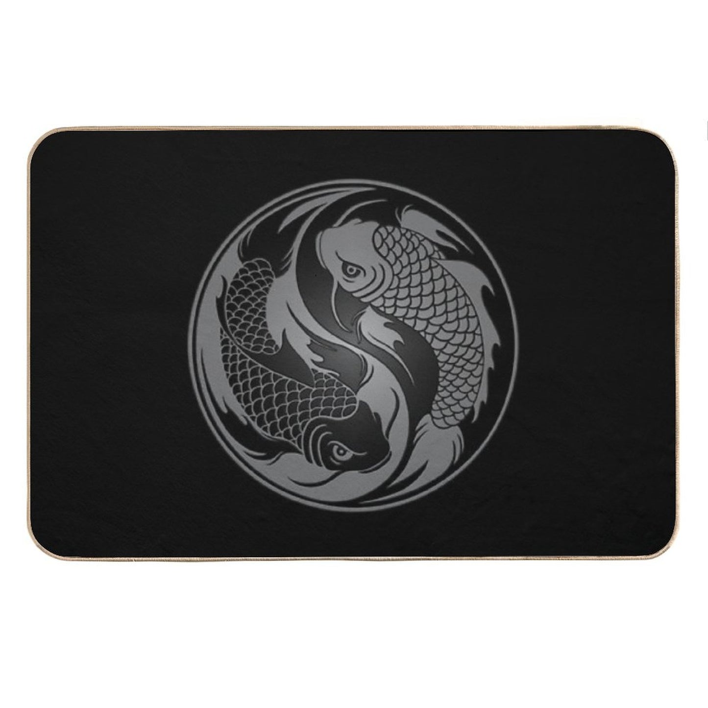 Gray And Black Yin Yang Koi Fish Bath Mat