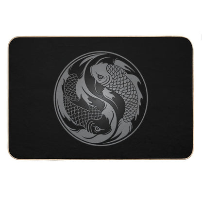 Gray And Black Yin Yang Koi Fish Bath Mat