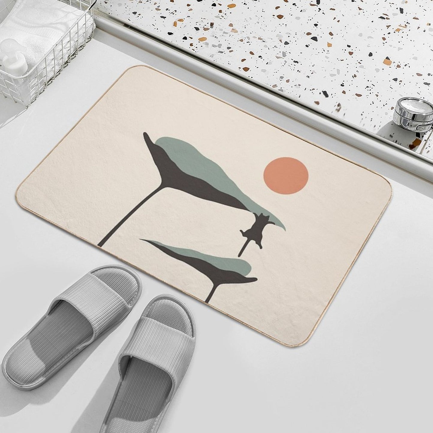 Cat And Plant 30  Absorbent Bath Mat