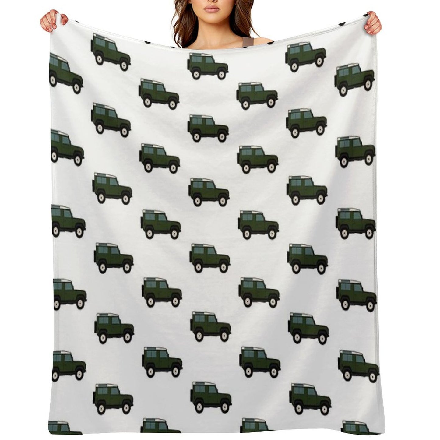 Defender SUV - British Racing Green Throw Blanket