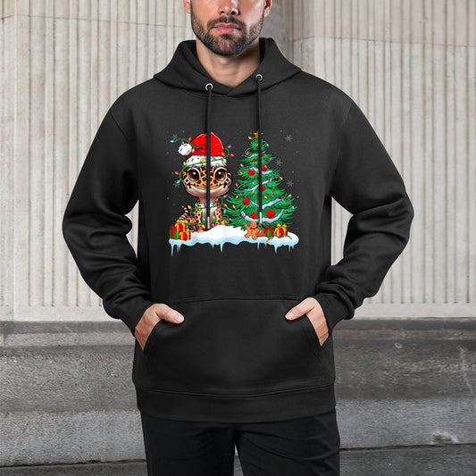 Leopard Gecko - Funny Gecko Wearing Santa Hat Christmas Shape Retention Hoodie