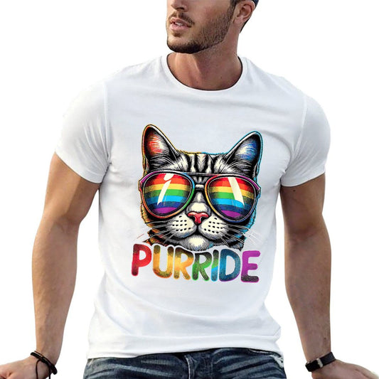 Purride Cat Rainbow Pride Month LGBTQ Ally Men Women Kids  Tagless Design T-Shirt