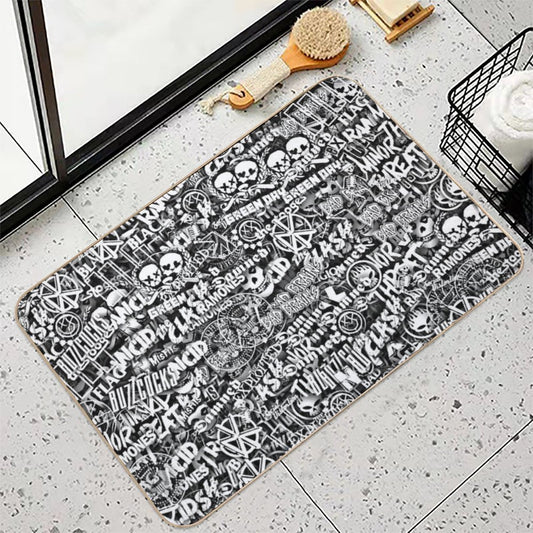 Punk-Rock Bands. Stickerbombing Bath Mat