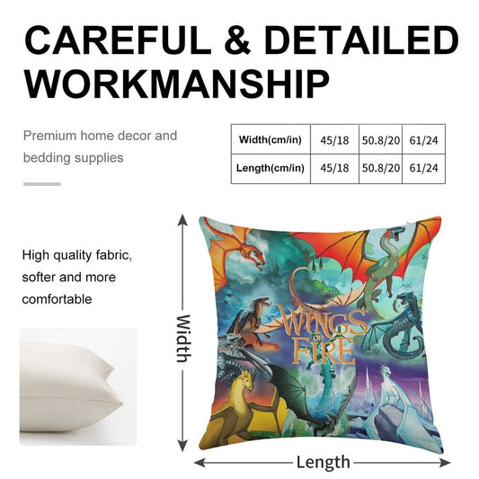 Wings of Fire All Dragon Series Linen Throw Pillow Cover