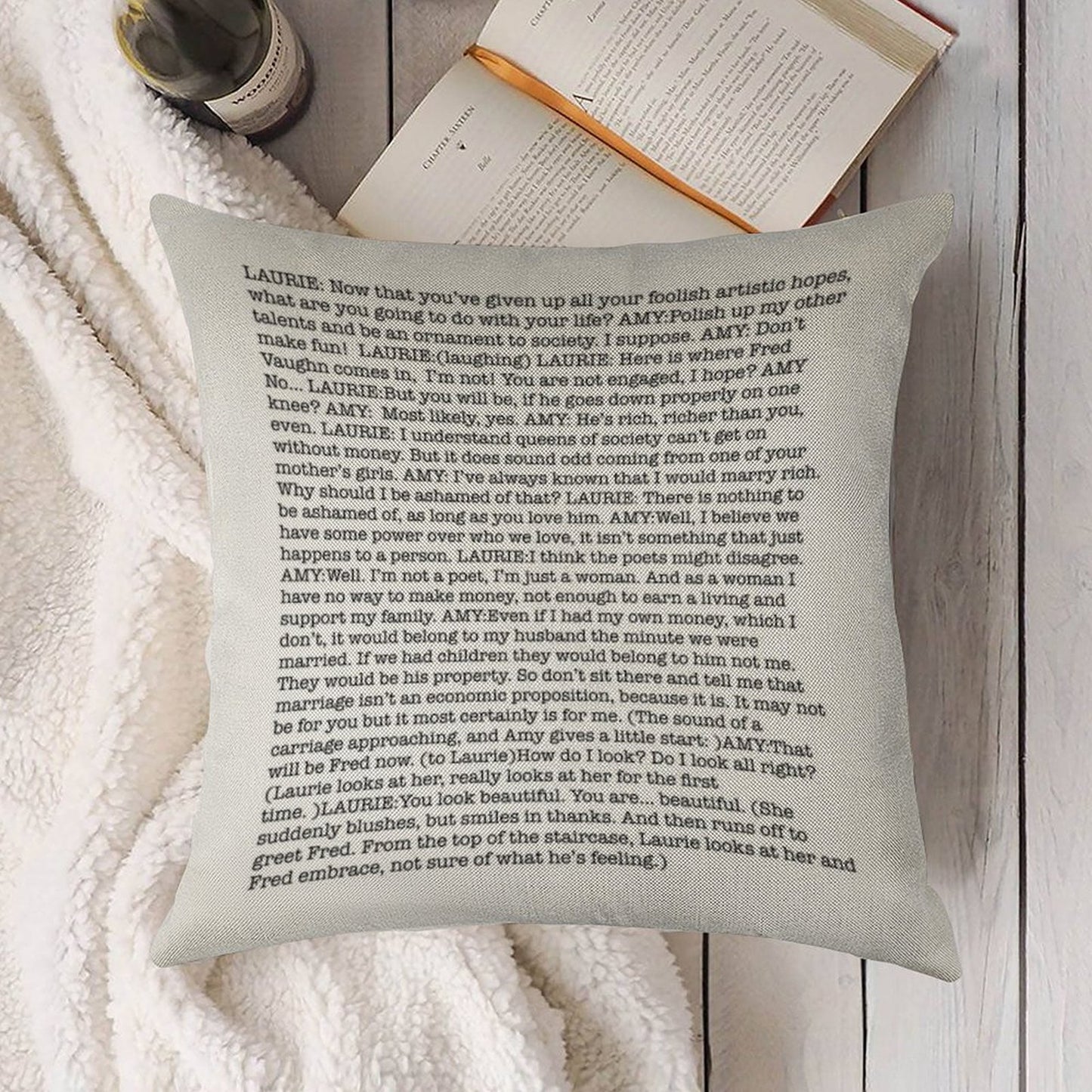 Amy March's Economic Proposition Speech Linen Throw Pillow Cover