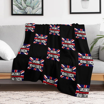 Union Jack. Punks Not Dead Throw Blanket