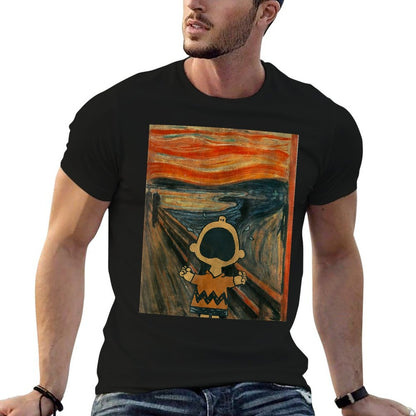 Peanuts Charlie Brown Scream Artsy  Ribbed Collar T-Shirt