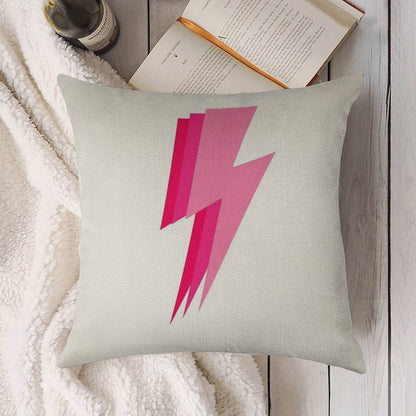 3 Pink Lightning Bolt Linen Throw Pillow Cover
