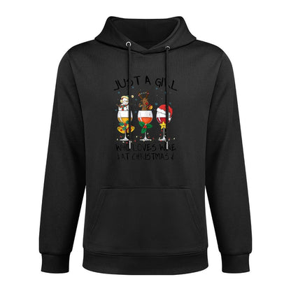 Womens Just A Girl Who Loves Wine at Christmas Costume Xmass Shrink-Resistant Hoodie