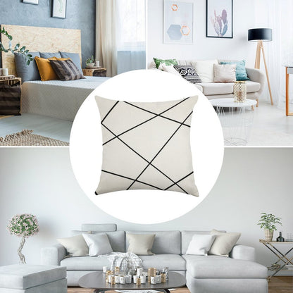 Geometric Abstract - White And Black. Linen Throw Pillow Cover