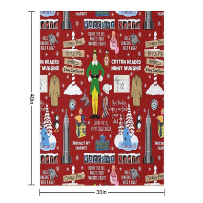 Buddy The Elf Collage, Red Background Throw Blanket