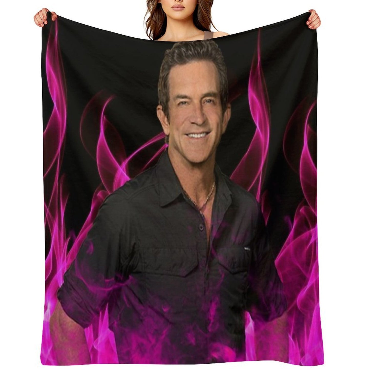 Jeff Probst Survivor Pink Fire Tapestry Throw Blanket