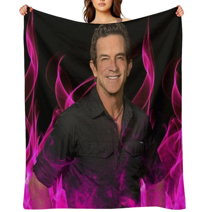 Jeff Probst Survivor Pink Fire Tapestry Throw Blanket