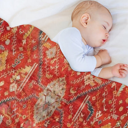 Antique Turkish Oushak Rug Print Throw Blanket