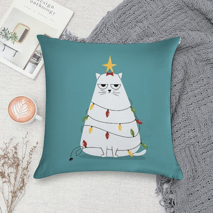 Grumpy Christmas Cat Soft Ultra-Soft Texture Throw Pillow