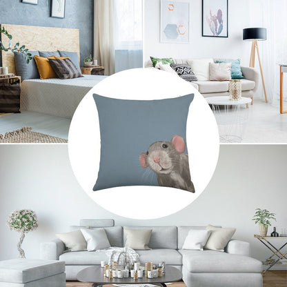 The Peeking Rat Linen Throw Pillow Cover