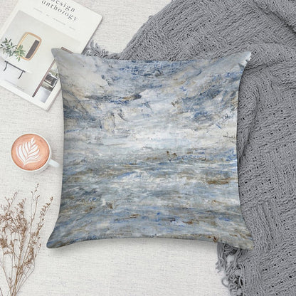 Abstract Seascape in Grey And Blue Soft Fade-Resistant Throw Pillow